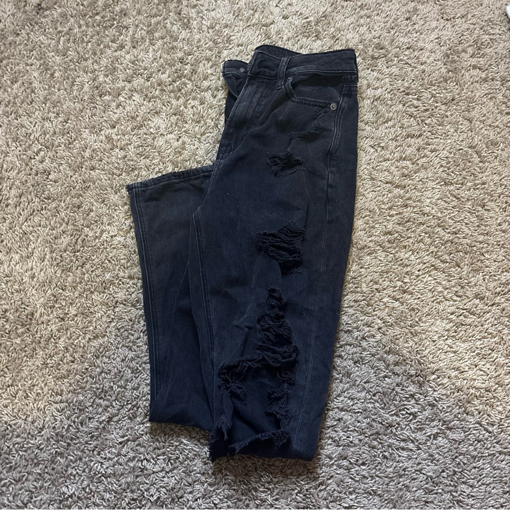 American Eagle Women's Black Distressed Jeans